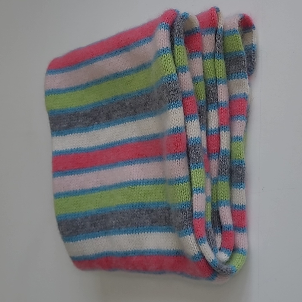 Geneva 100% Cashmere Striped Pastel Scarf Womens - Picture 4 of 4